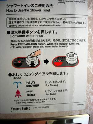 Shower Toilet Instructions